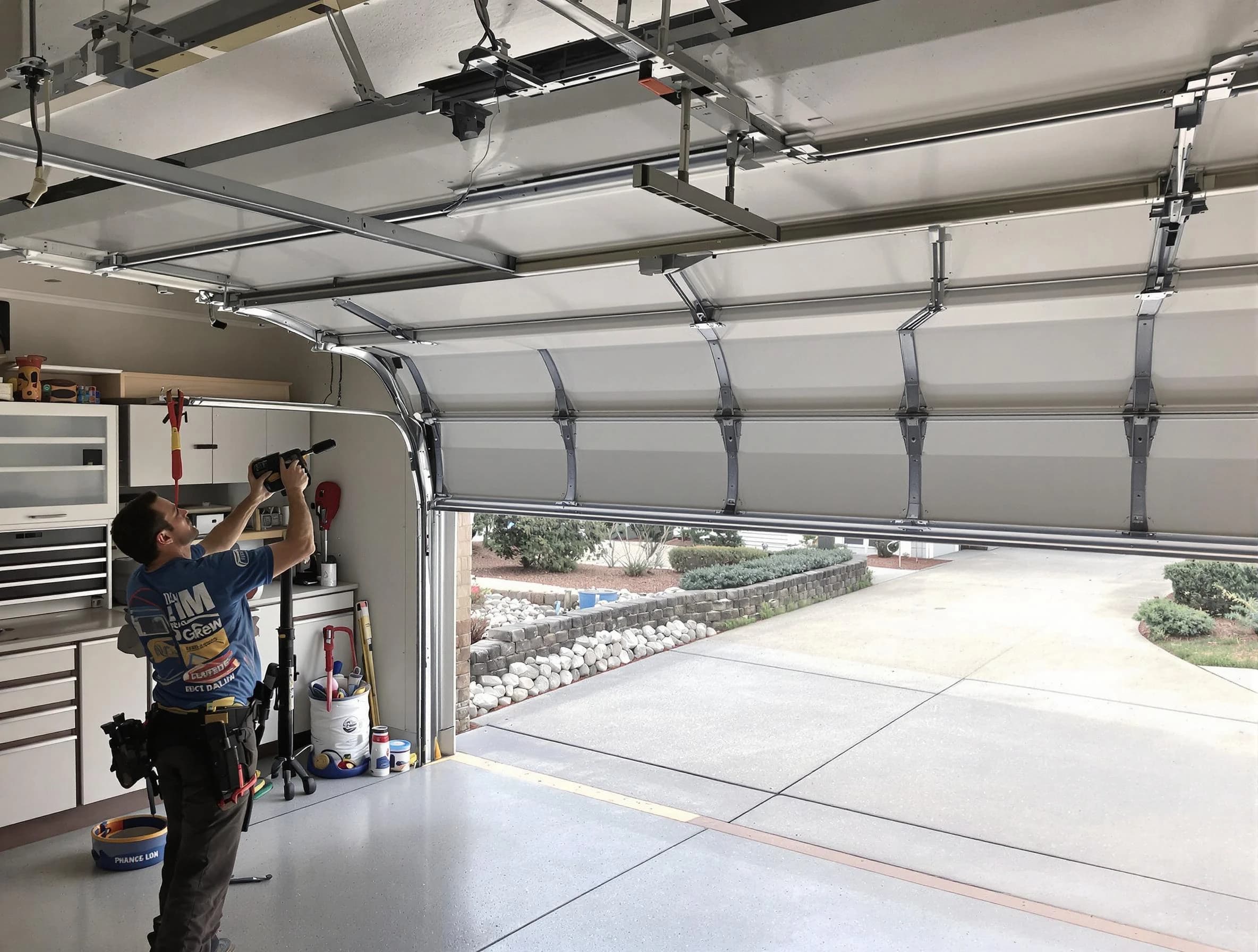 Garage door track repair service by Cumberland Garage Door Repair in Cumberland