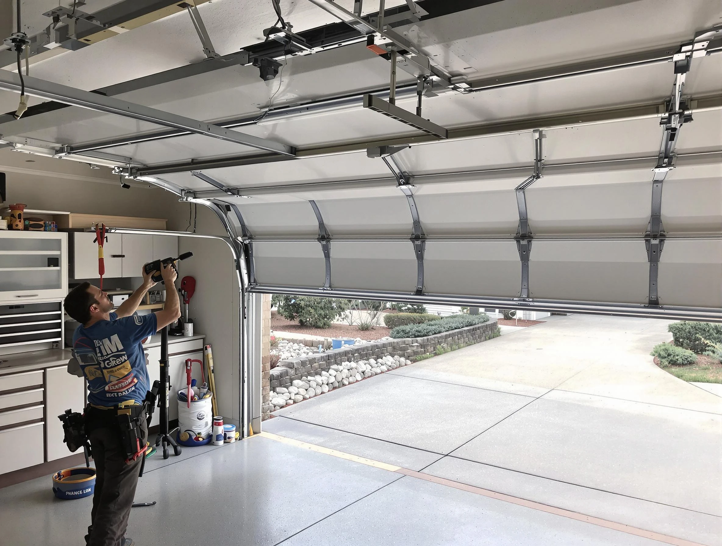 Garage door track repair service by Cumberland Garage Door Repair in Cumberland